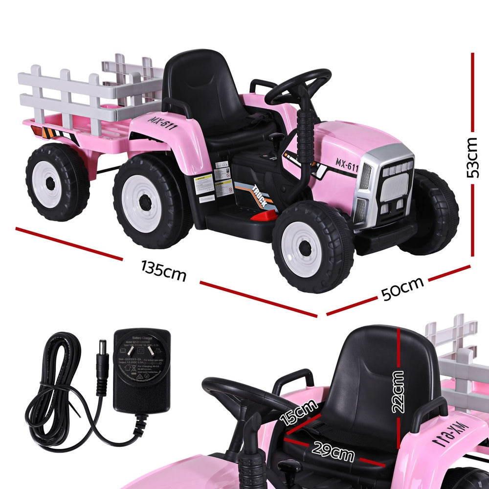 Rigo Kids Electric Ride On Car Tractor Toy Cars 12V Pink-1