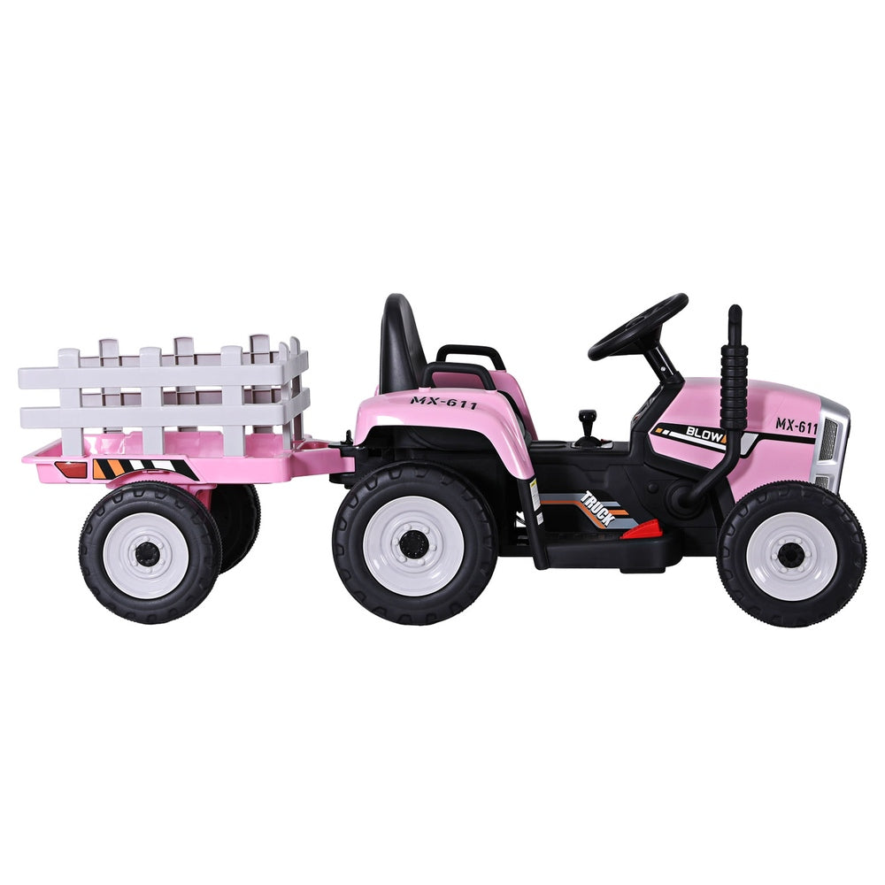 Rigo Kids Electric Ride On Car Tractor Toy Cars 12V Pink-2