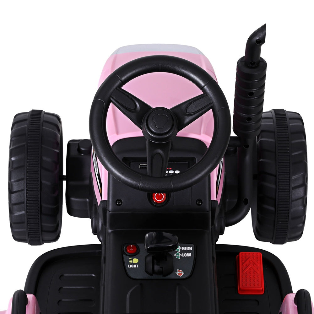 Rigo Kids Electric Ride On Car Tractor Toy Cars 12V Pink-4