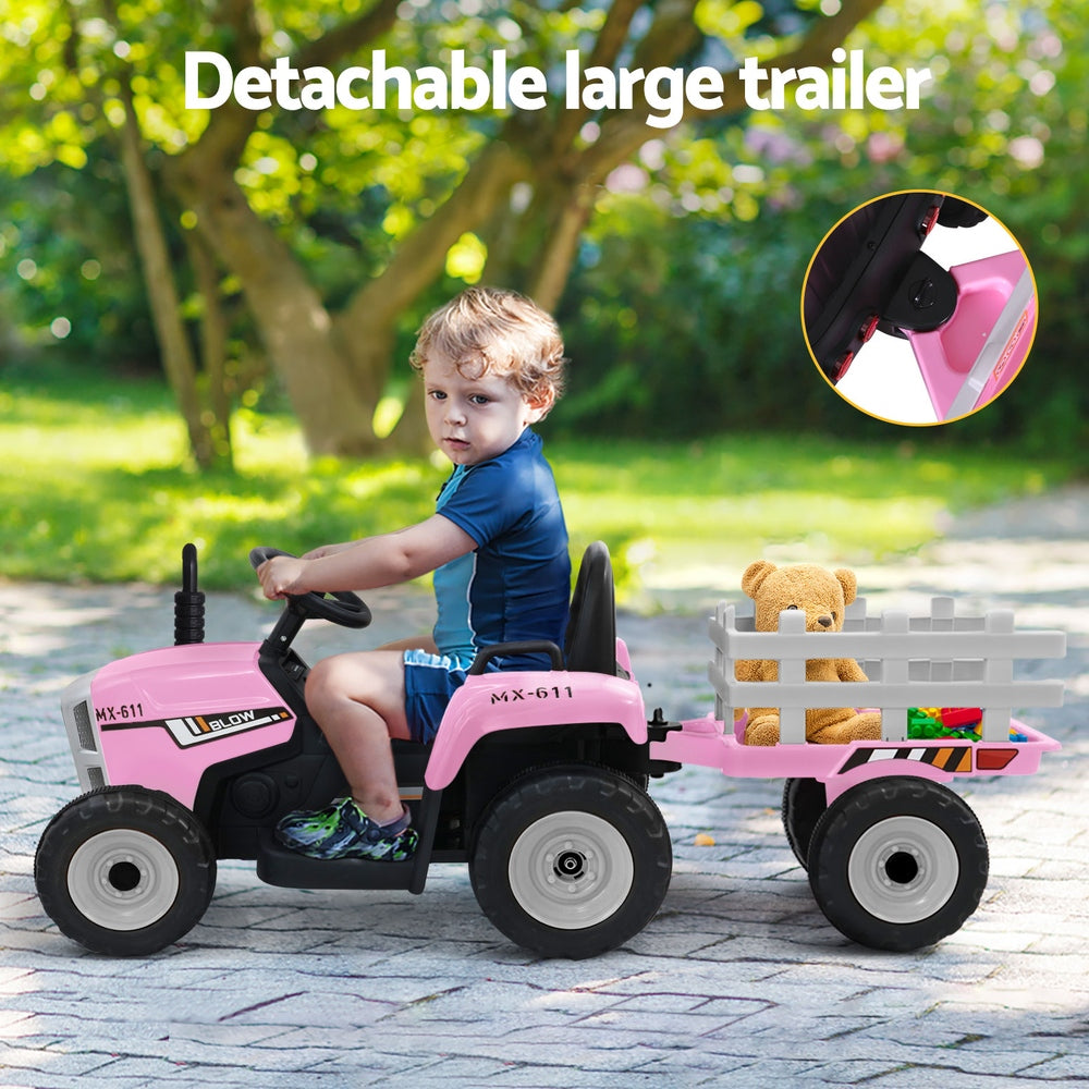 Rigo Kids Electric Ride On Car Tractor Toy Cars 12V Pink-5