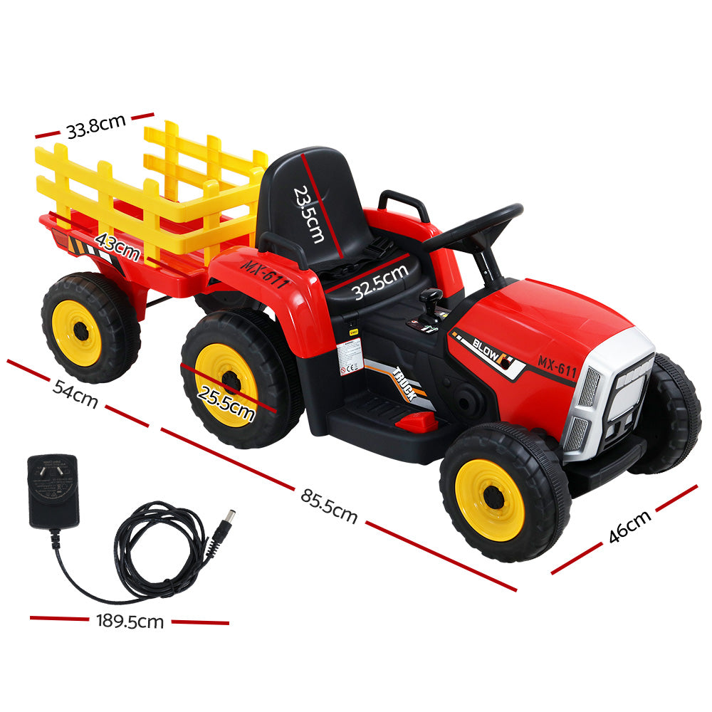 Rigo Kids Electric Ride On Car Tractor Toy Cars 12V Red-1