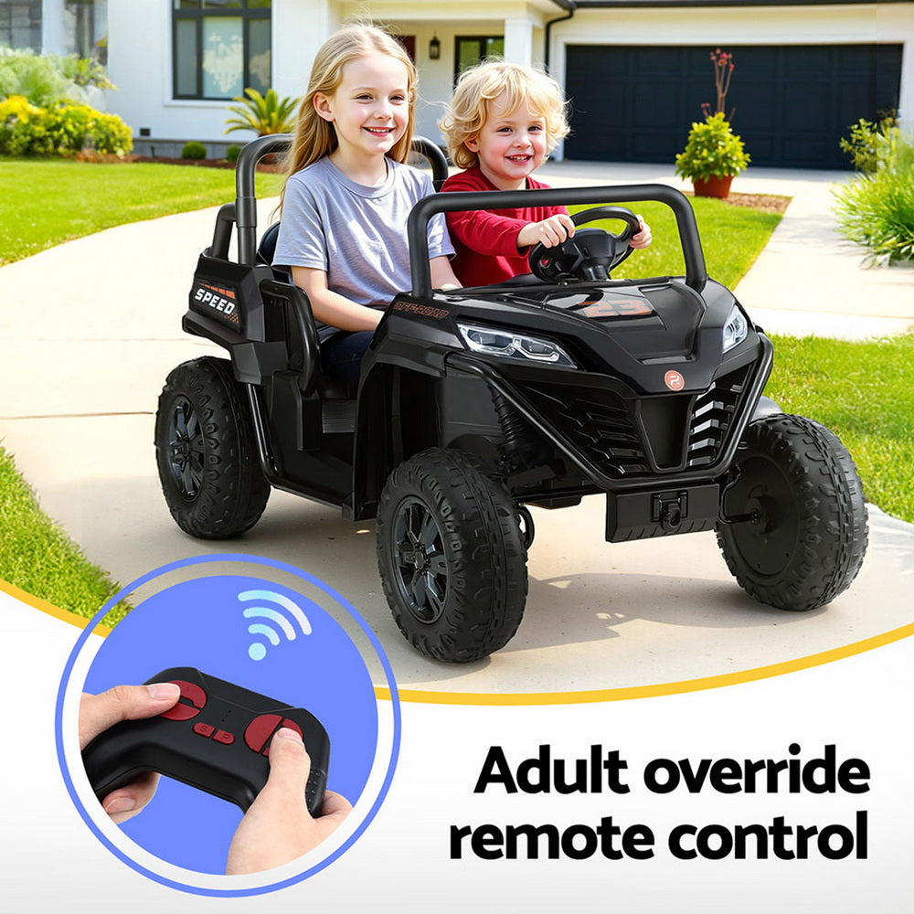 Rigo Kids Ride On Car Electric Toys Cars Headlight Music Remote Control Black-1