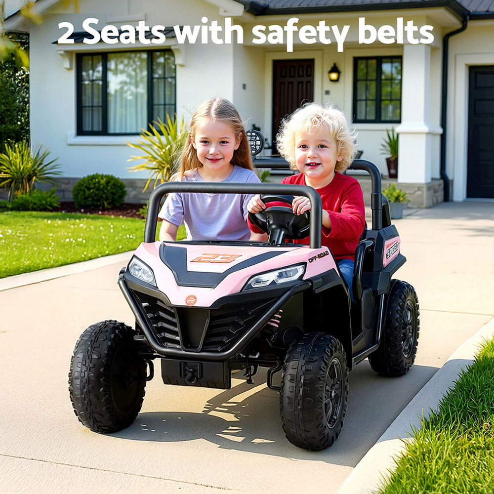 Rigo Kids Ride On Car Electric Toys Cars Headlight Music Remote Control Pink-4