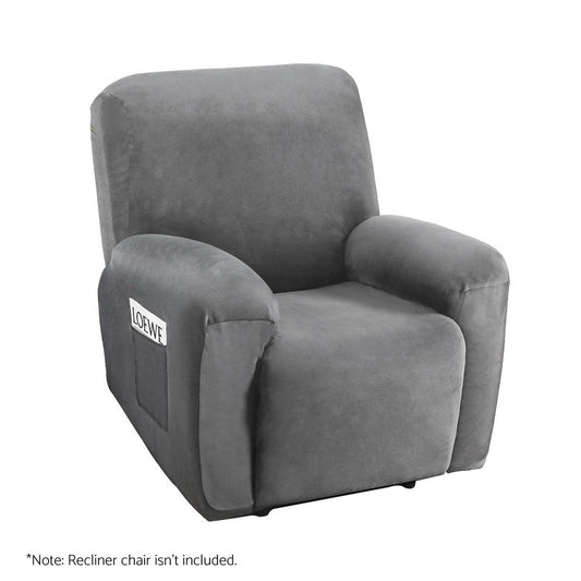 Artiss Recliner Chair Covers 1 Seater Velvet Grey-0