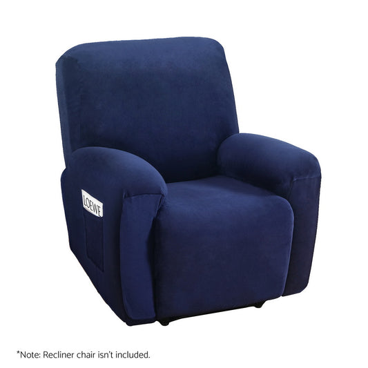 Artiss Recliner Chair Covers 1 Seater Velvet Navy-0