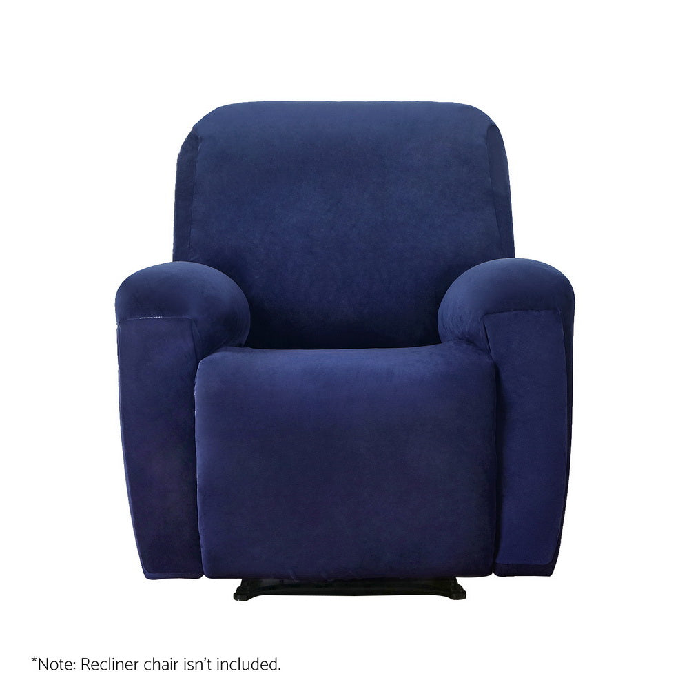 Artiss Recliner Chair Covers 1 Seater Velvet Navy-2