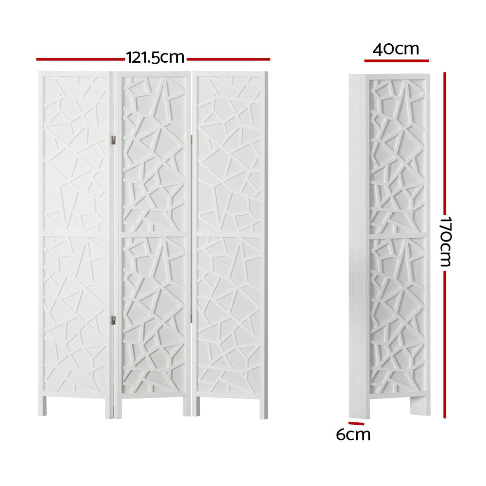 Artiss 3 Panel Room Divider Screen 122x170cm Clover White-1