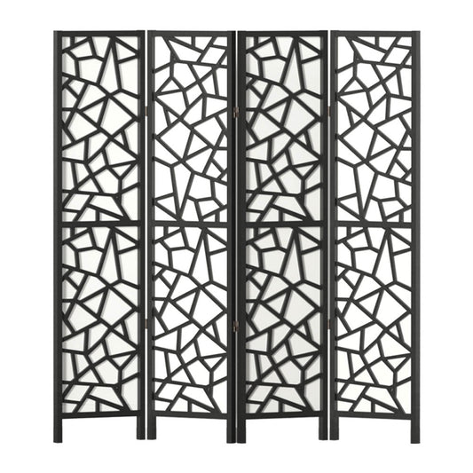 Artiss 4 Panel Room Divider Screen 162x170cm Clover Black-0