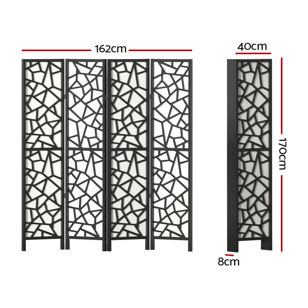 Artiss 4 Panel Room Divider Screen 162x170cm Clover Black-1