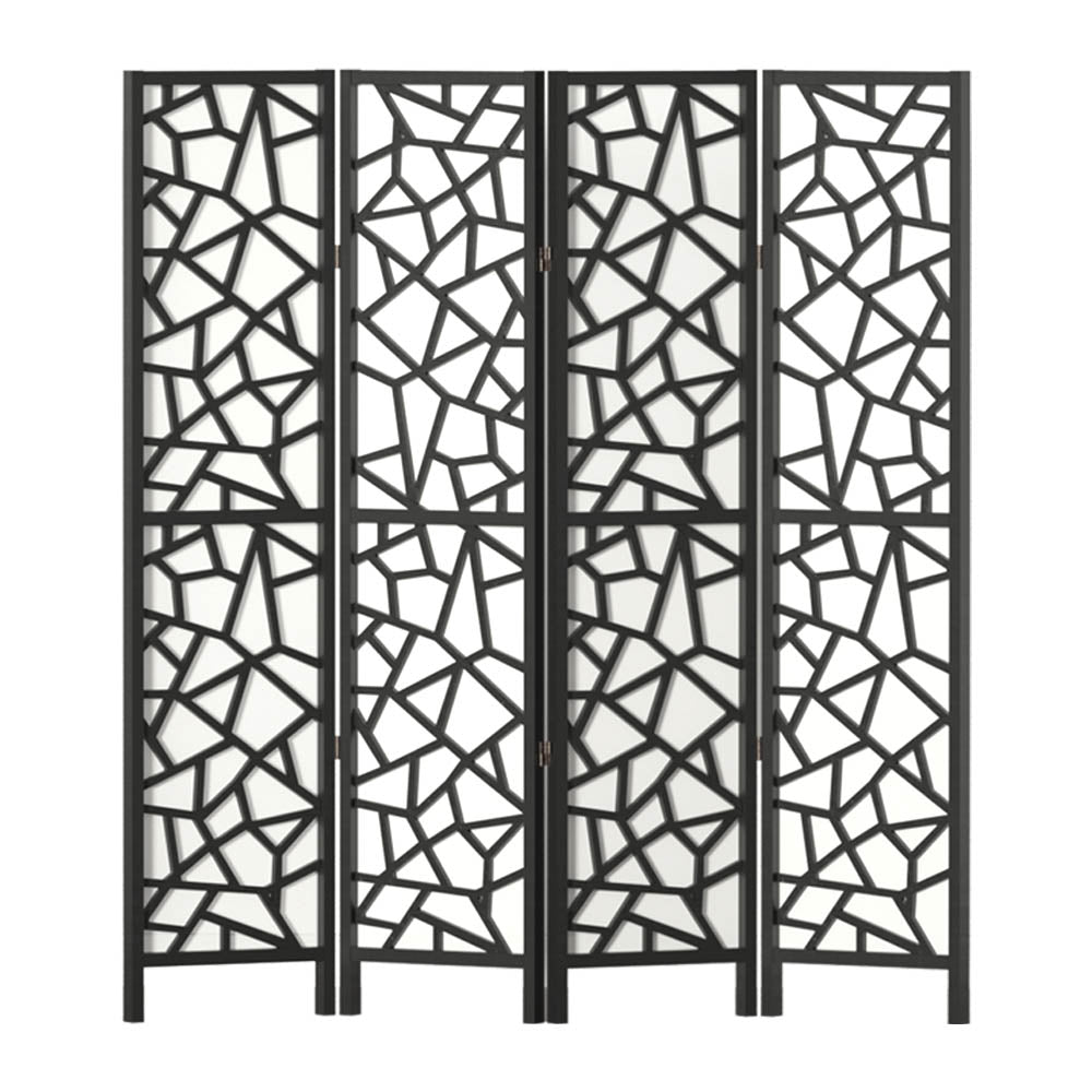 Artiss 4 Panel Room Divider Screen 162x170cm Clover Black-2