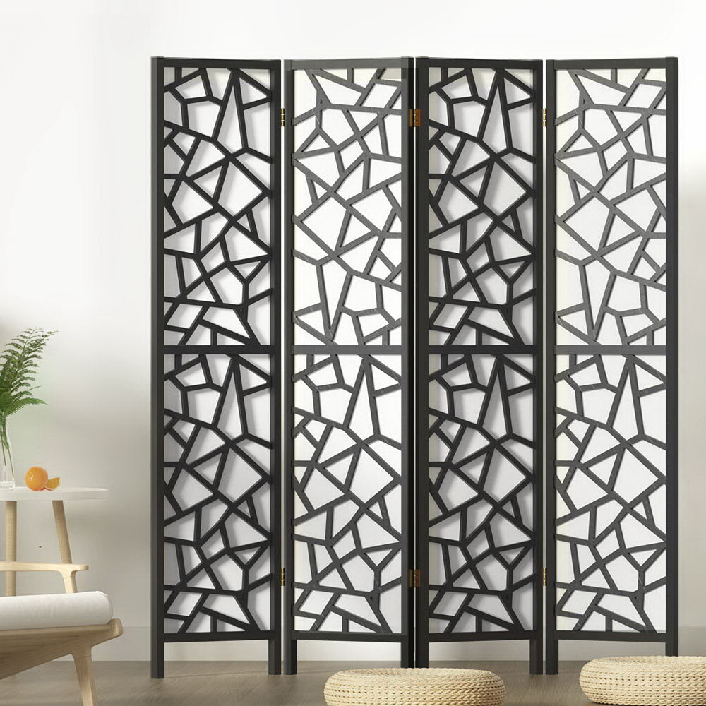 Artiss 4 Panel Room Divider Screen 162x170cm Clover Black-0