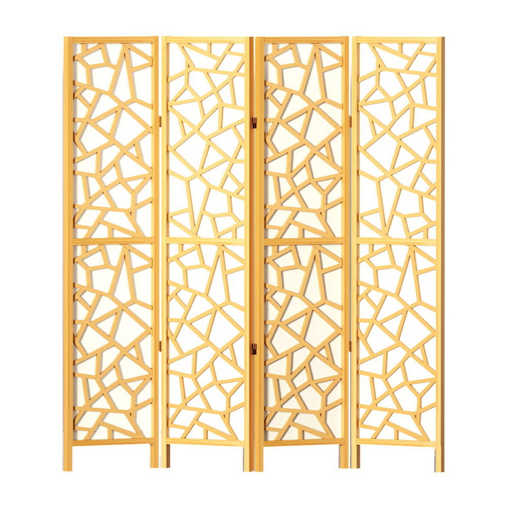 Artiss 4 Panel Room Divider Screen 162x170cm Clover Natural-0