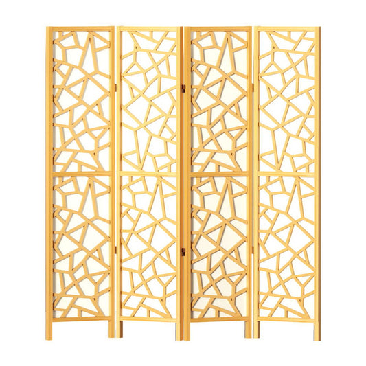 Artiss 4 Panel Room Divider Screen 162x170cm Clover Natural-0