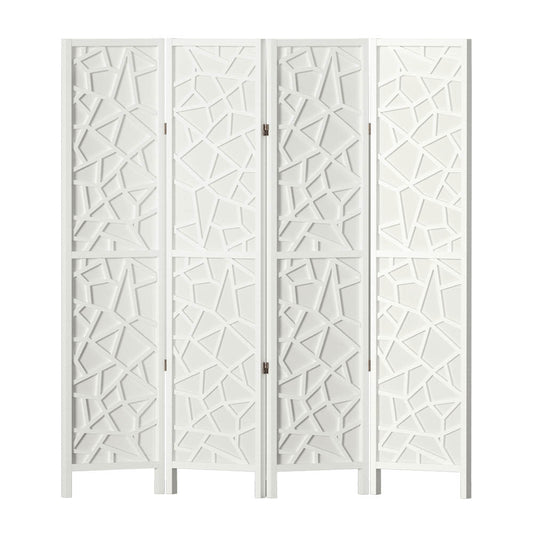 Artiss 4 Panel Room Divider Screen 162x170cm Clover White-0