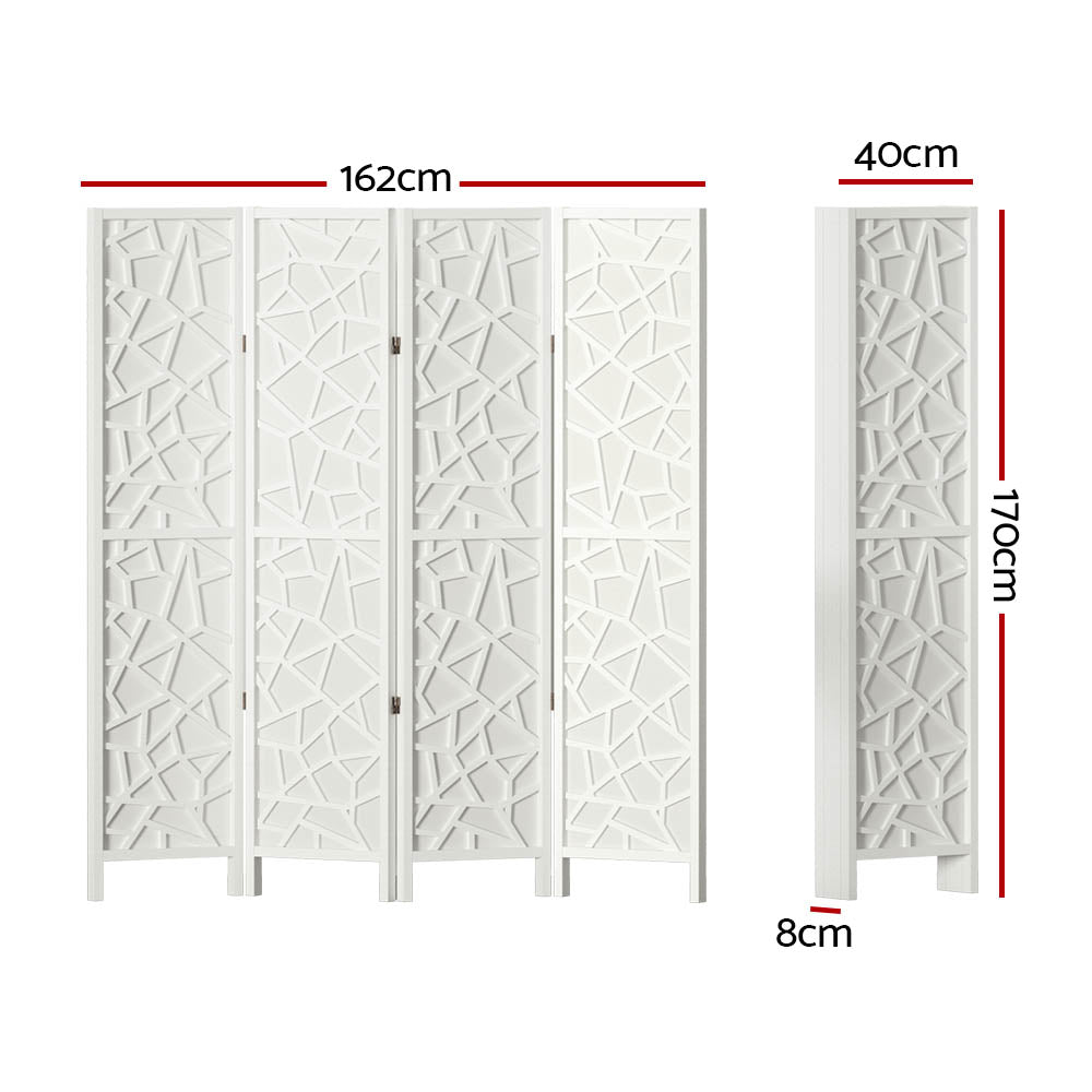 Artiss 4 Panel Room Divider Screen 162x170cm Clover White-1