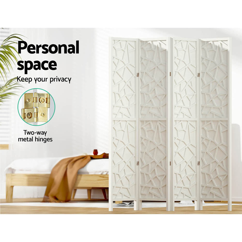 Artiss 4 Panel Room Divider Screen 162x170cm Clover White-4