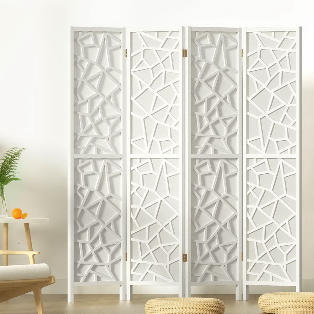 Artiss 4 Panel Room Divider Screen 162x170cm Clover White-7