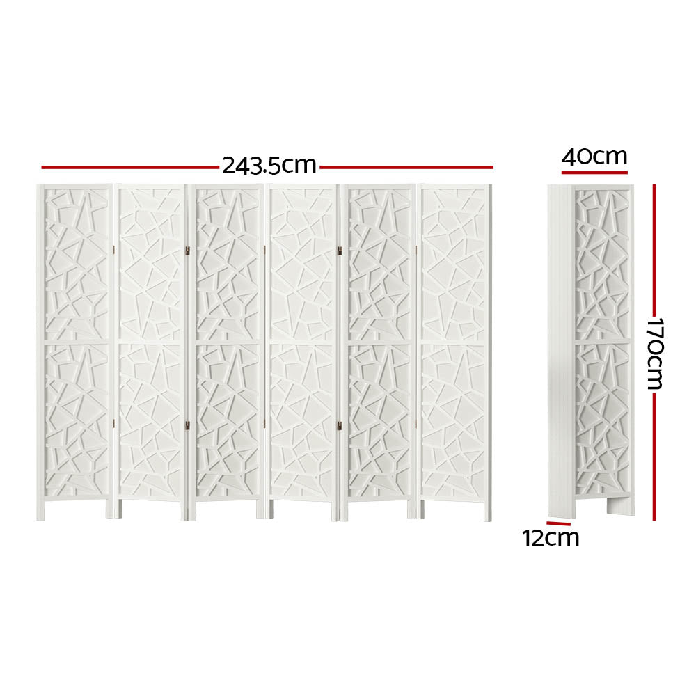 Artiss 6 Panel Room Divider Screen 244x170cm Clover White-1