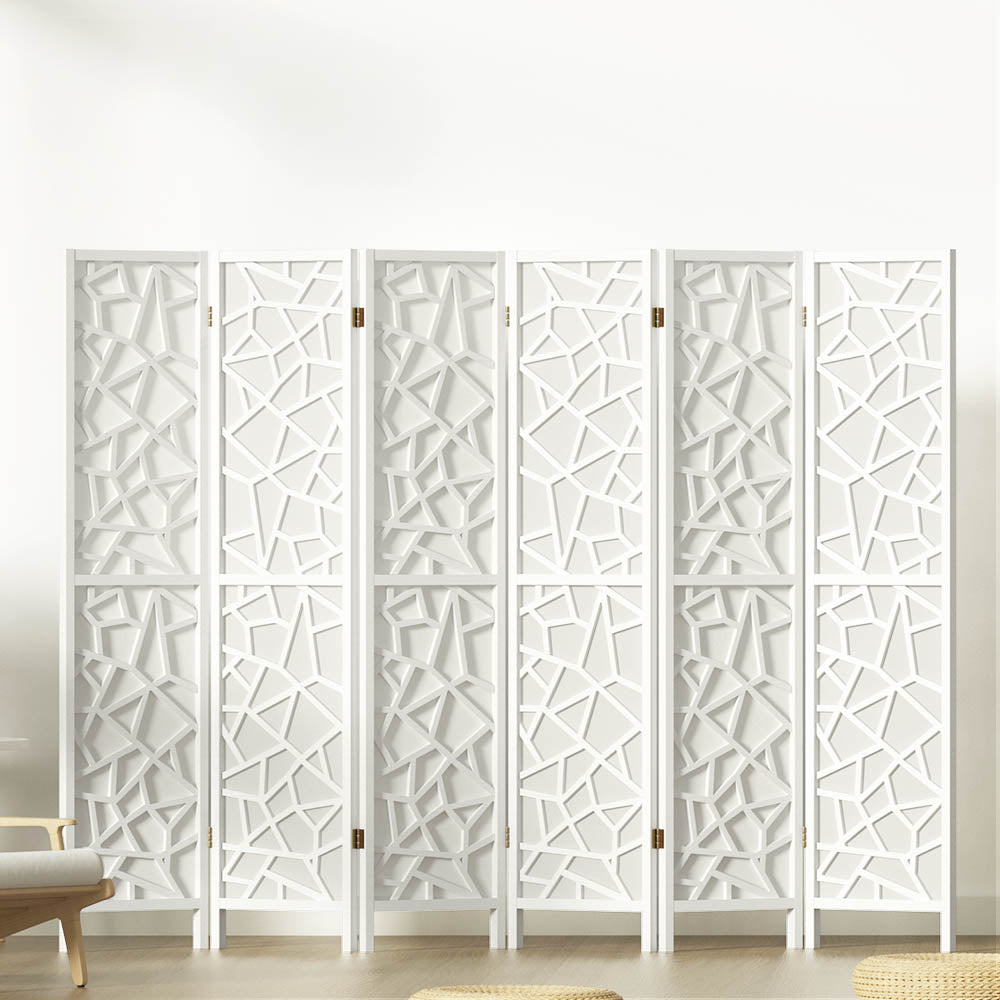 Artiss 6 Panel Room Divider Screen 244x170cm Clover White-7