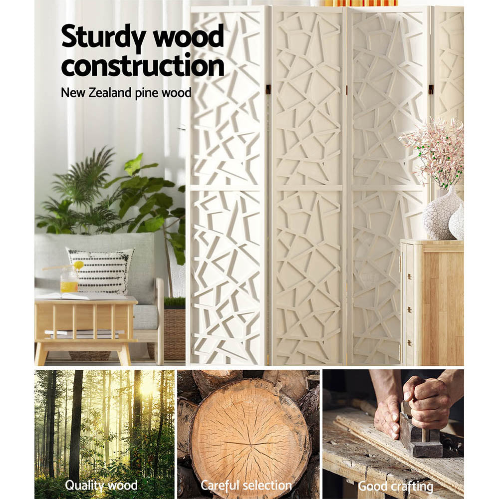 Artiss 6 Panel Room Divider Screen 244x170cm Clover White-4