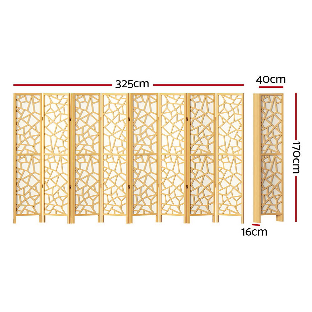 Artiss 8 Panel Room Divider Screen 325x170cm Clover Natural-1