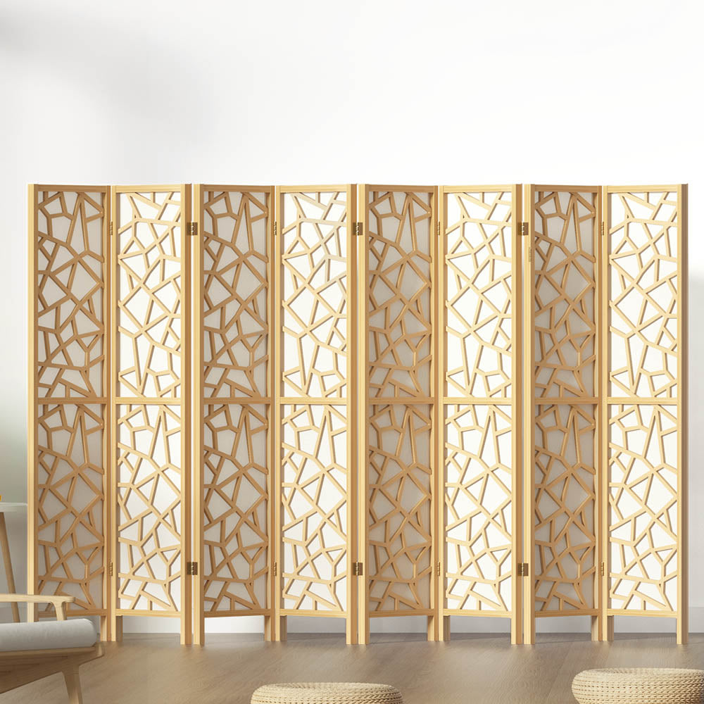 Artiss 8 Panel Room Divider Screen 325x170cm Clover Natural-7