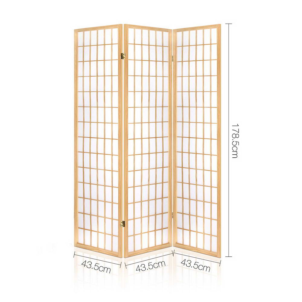 Artiss 3 Panel Room Divider Screen 131x179cm Natural-1