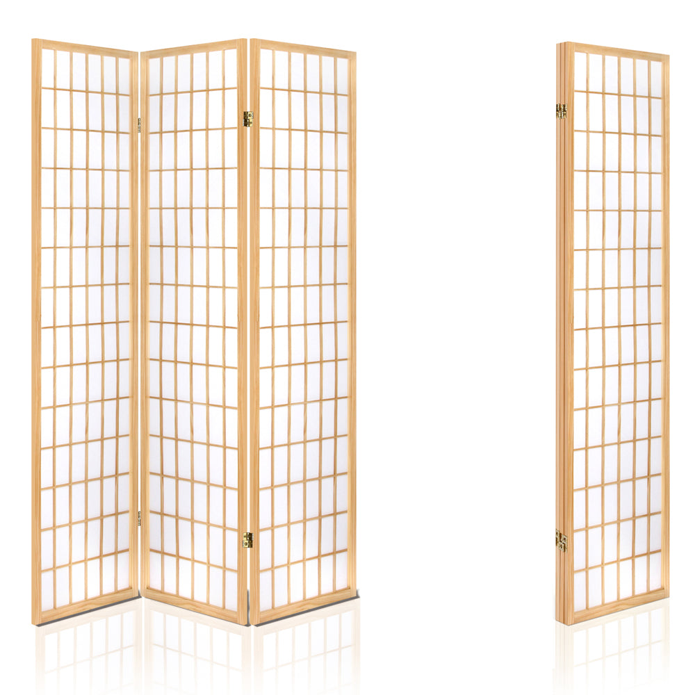 Artiss 3 Panel Room Divider Screen 131x179cm Natural-4