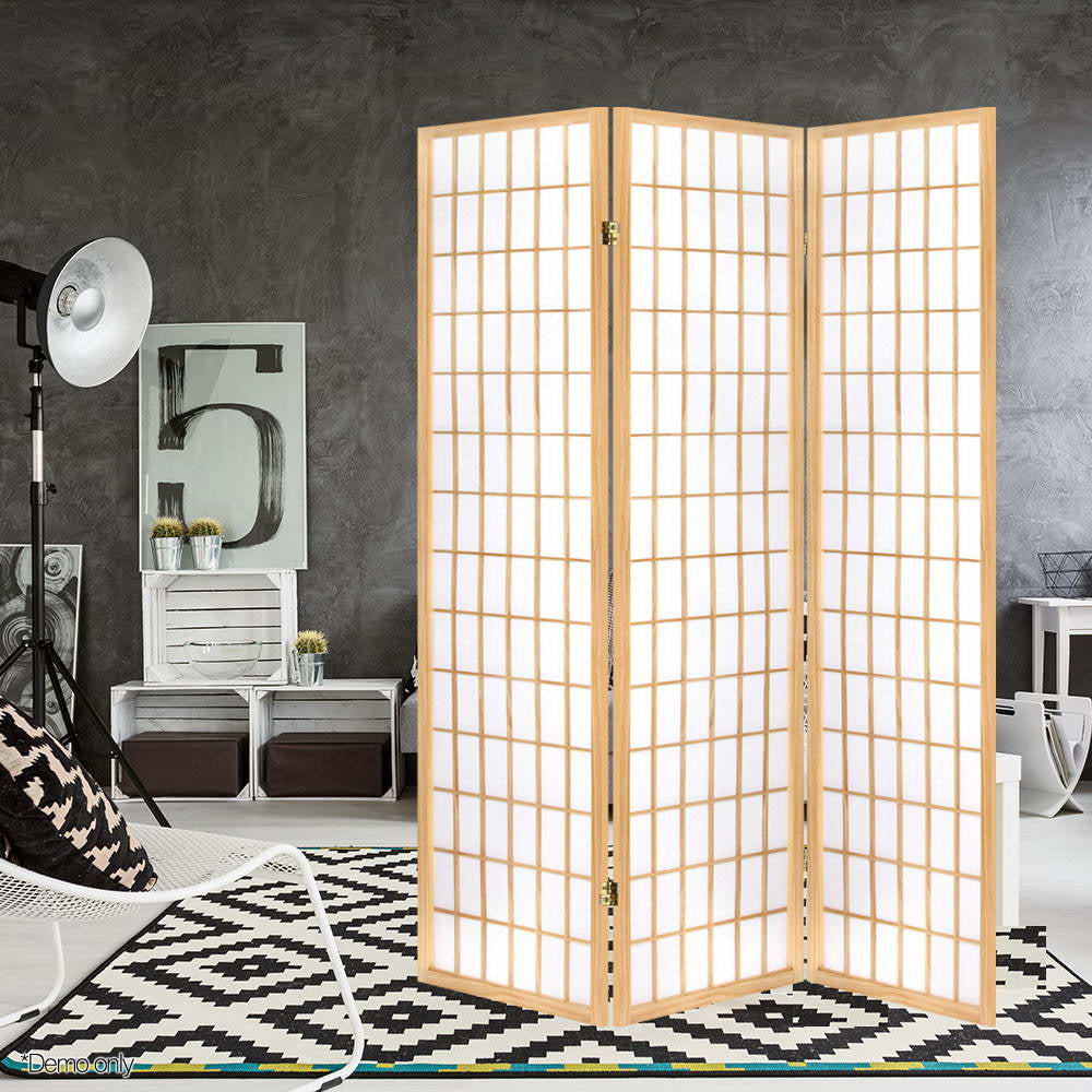 Artiss 3 Panel Room Divider Screen 131x179cm Natural-5