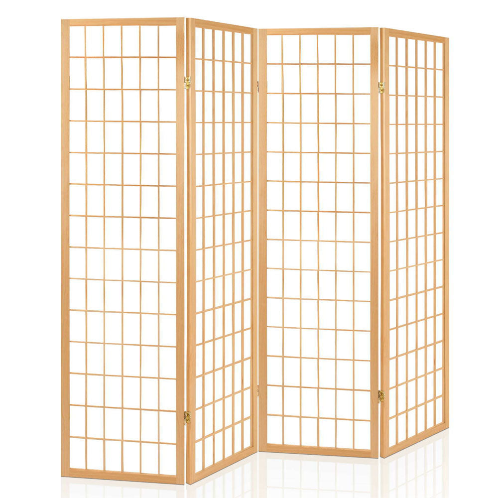 Artiss 4 Panel Room Divider Screen 174x179cm Natural-0