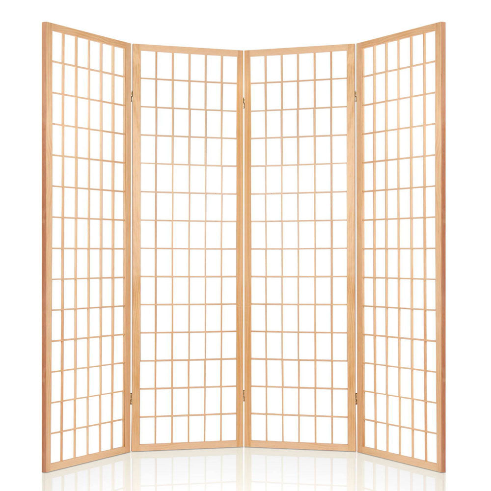 Artiss 4 Panel Room Divider Screen 174x179cm Natural-3