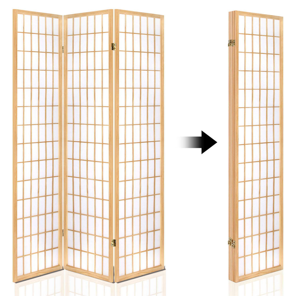 Artiss 4 Panel Room Divider Screen 174x179cm Natural-4