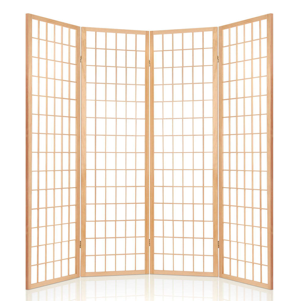 Artiss 4 Panel Room Divider Screen 174x179cm Natural-3