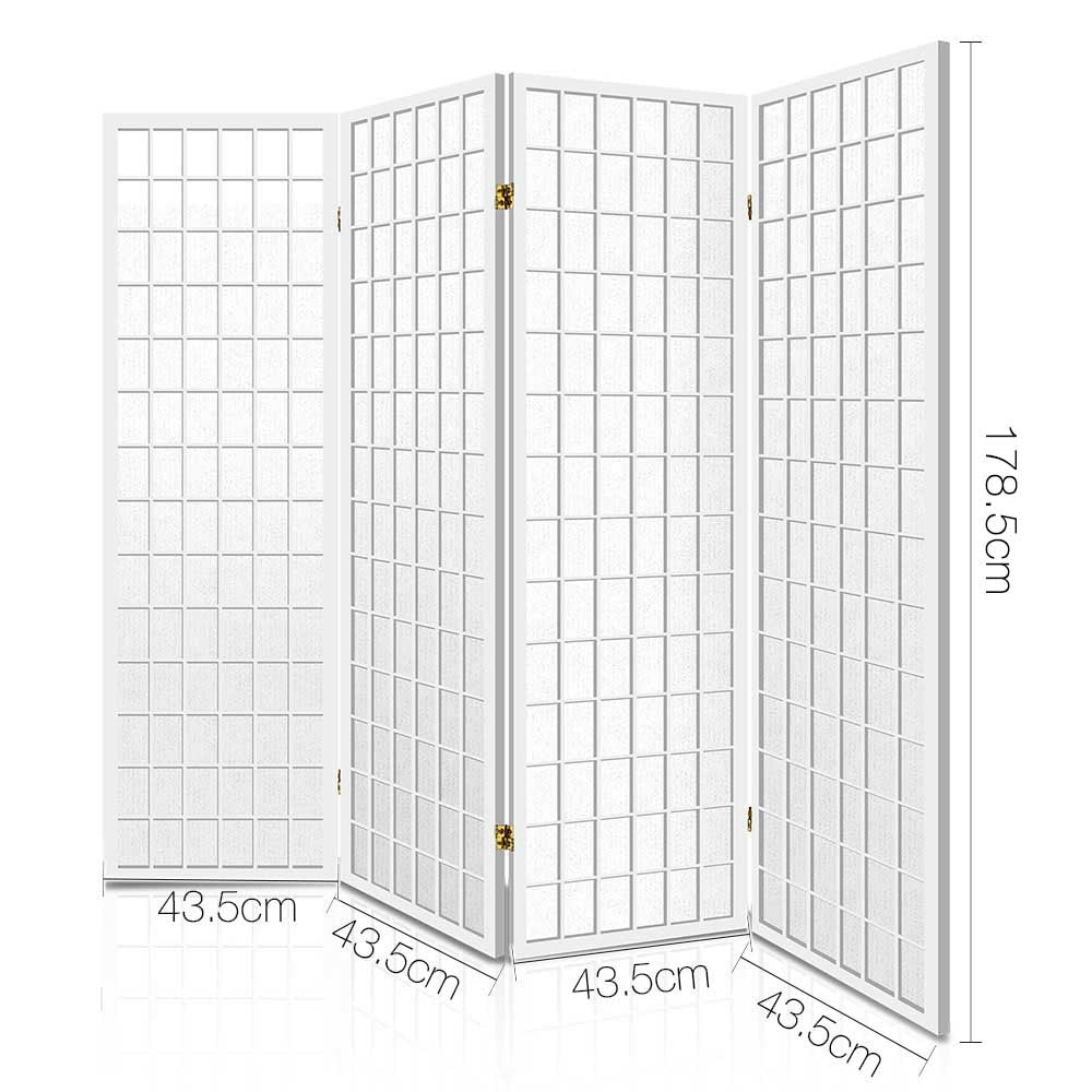 Artiss 4 Panel Room Divider Screen 174x179cm White-1