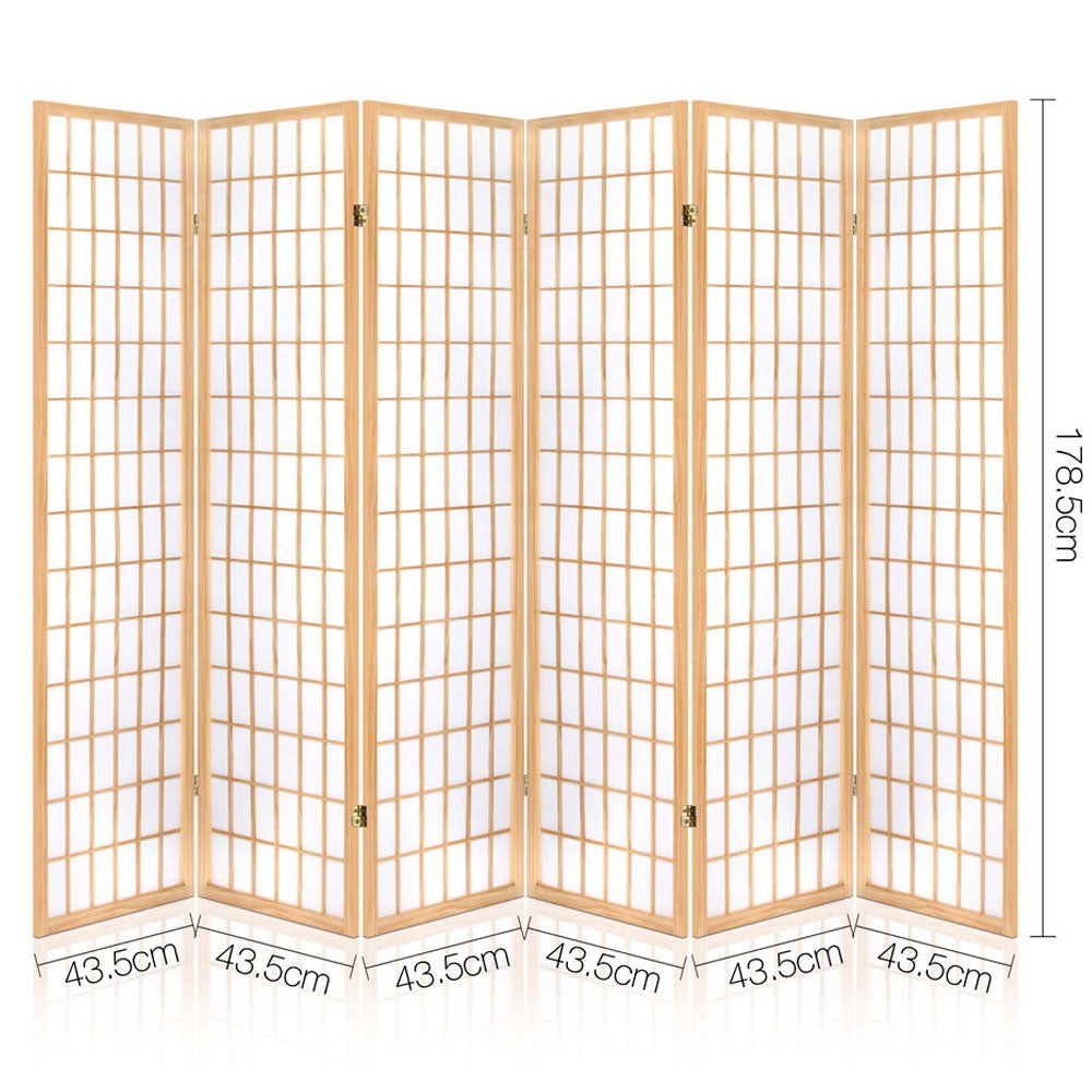 Artiss 6 Panel Room Divider Screen 261x179cm Natural-1