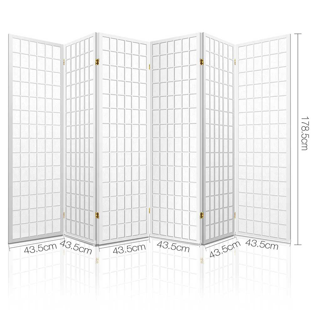 Artiss 6 Panel Room Divider Screen 261x179cm White-1