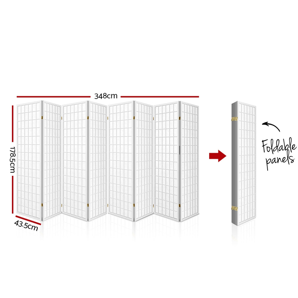 Artiss 8 Panel Room Divider Screen 348x179cm White-1