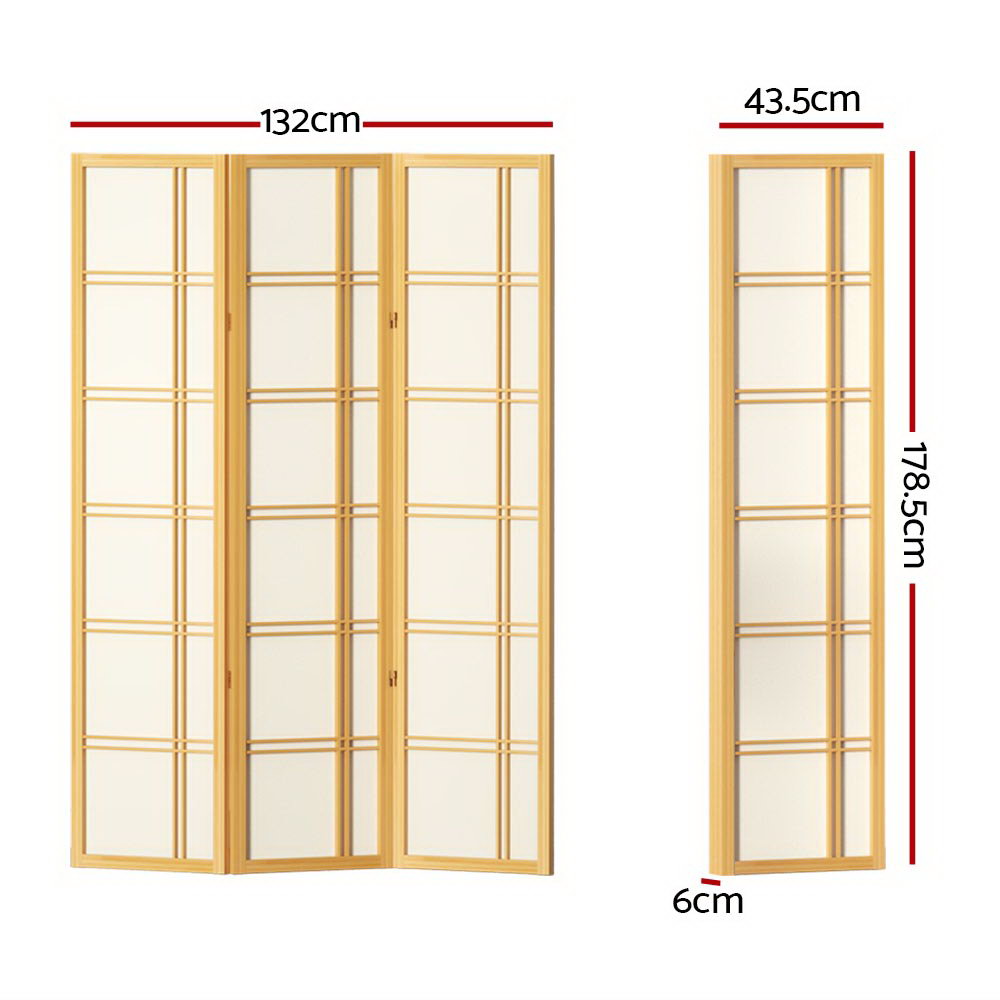 Artiss 3 Panel Room Divider Screen 132x179cm Nova Natural-1