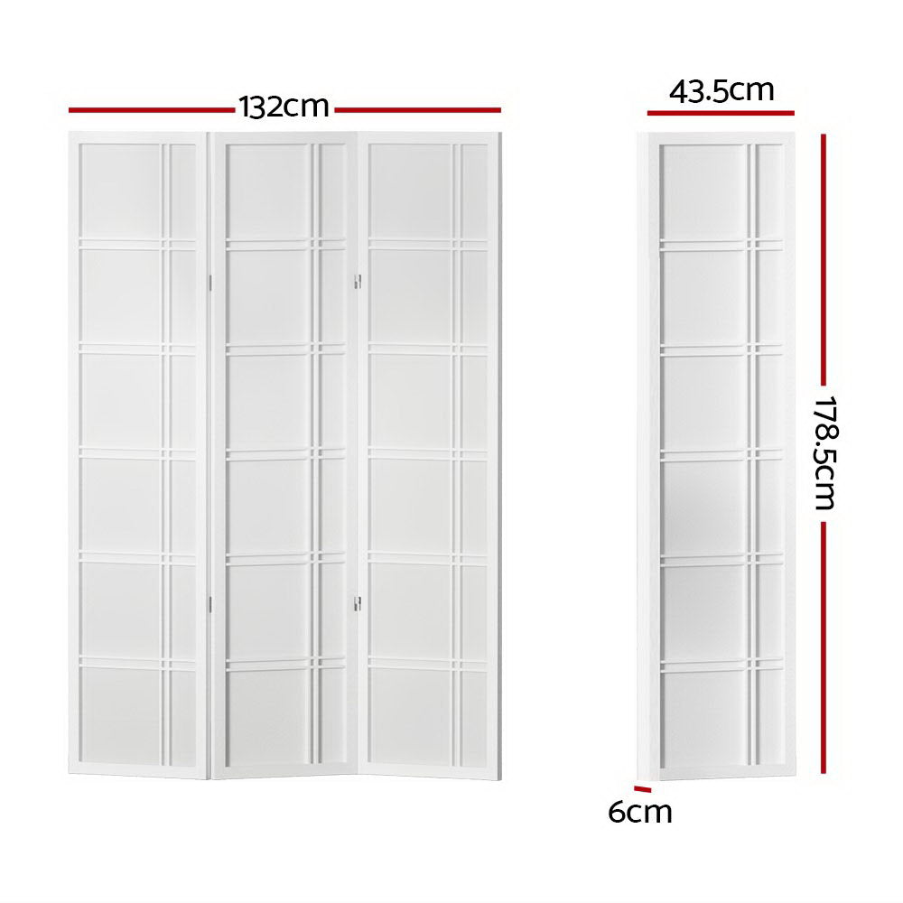 Artiss 3 Panel Room Divider Screen 132x179cm Nova White-1