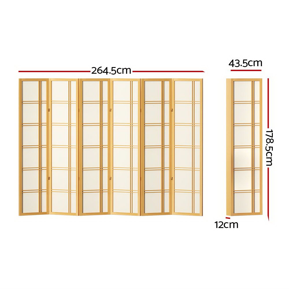 Artiss 6 Panel Room Divider Screen 265x179cm Nova Natural-1