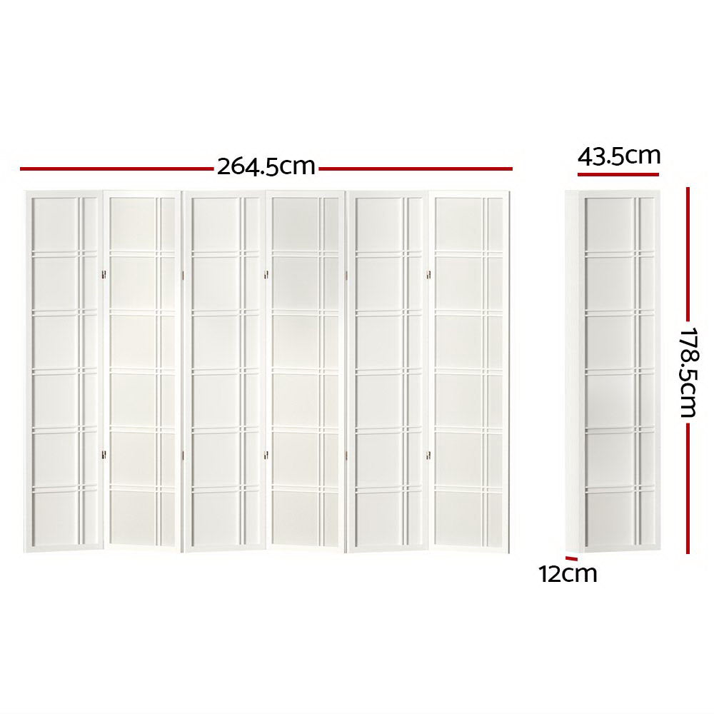 Artiss 6 Panel Room Divider Screen 265x179cm Nova White-1