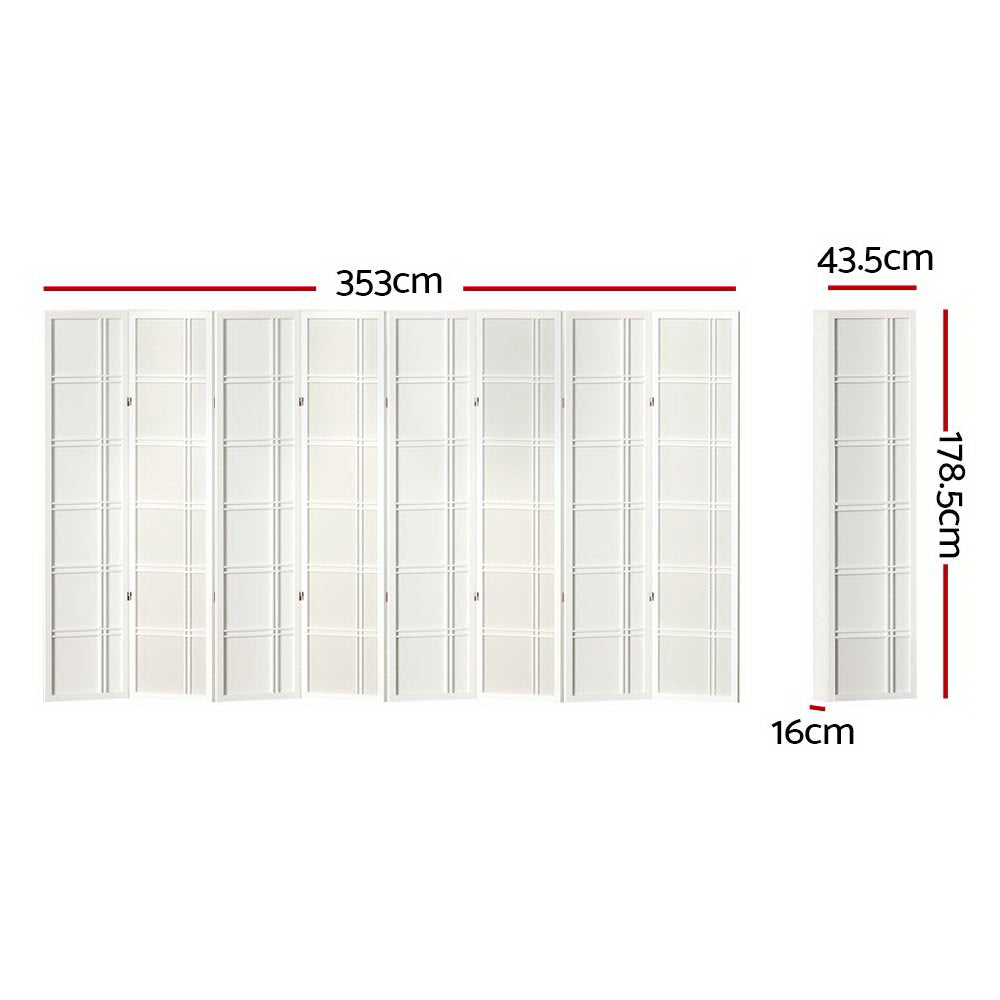 Artiss 8 Panel Room Divider Screen 353x179cm Nova White-1