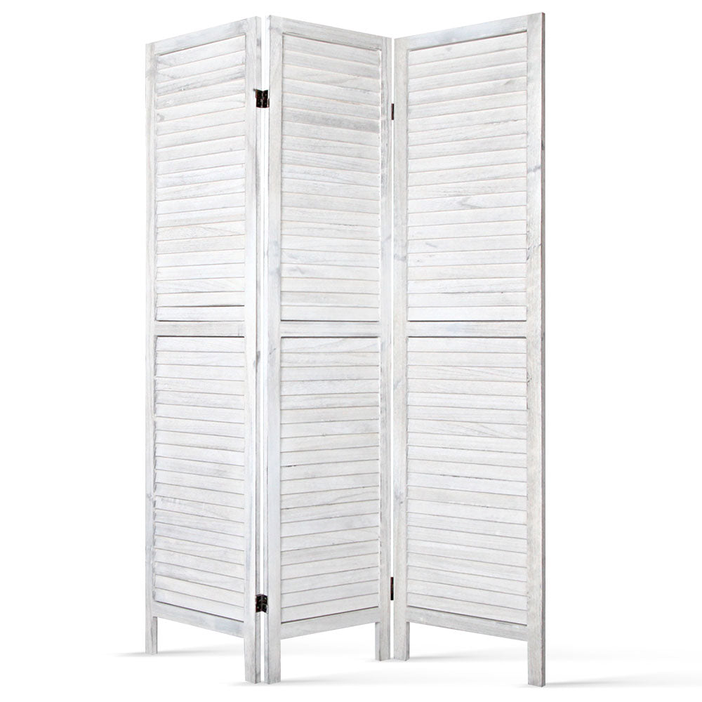 Artiss 3 Panel Room Divider Screen 120x170cm Louver White-0