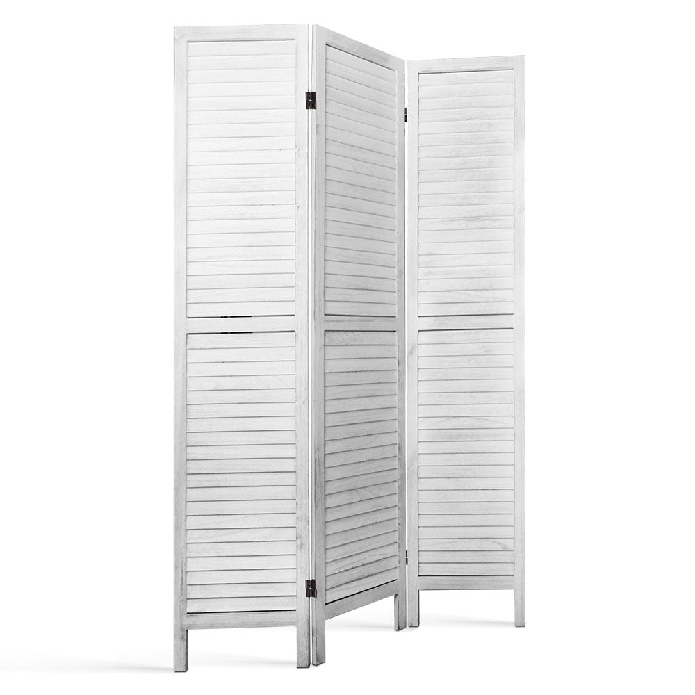 Artiss 3 Panel Room Divider Screen 120x170cm Louver White-2