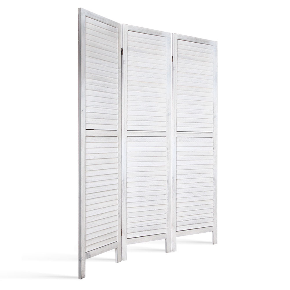 Artiss 3 Panel Room Divider Screen 120x170cm Louver White-3