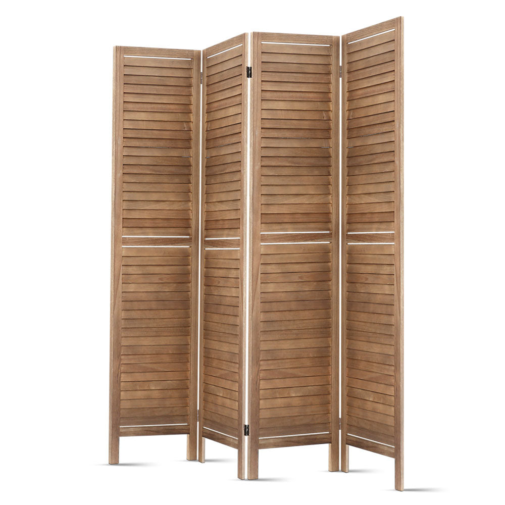 Artiss 4 Panel Room Divider Screen 160x170cm Louver Oak-4