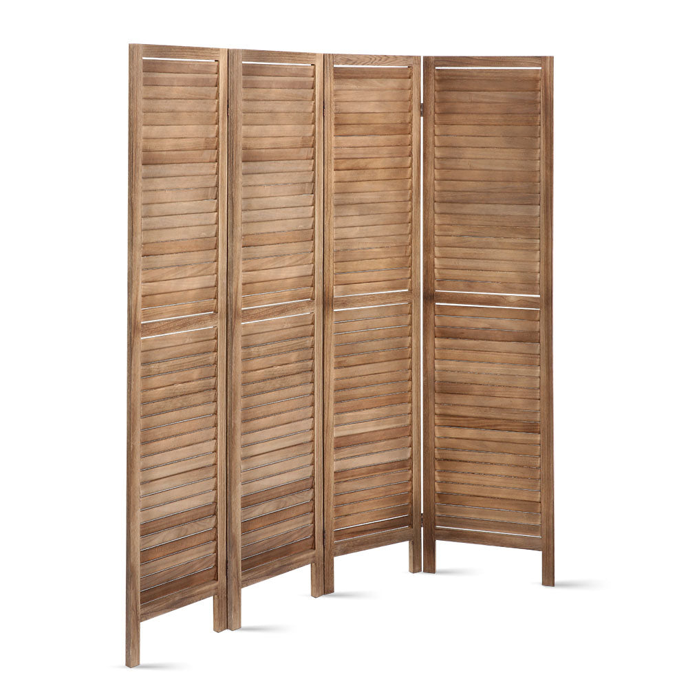 Artiss 4 Panel Room Divider Screen 160x170cm Louver Oak-5