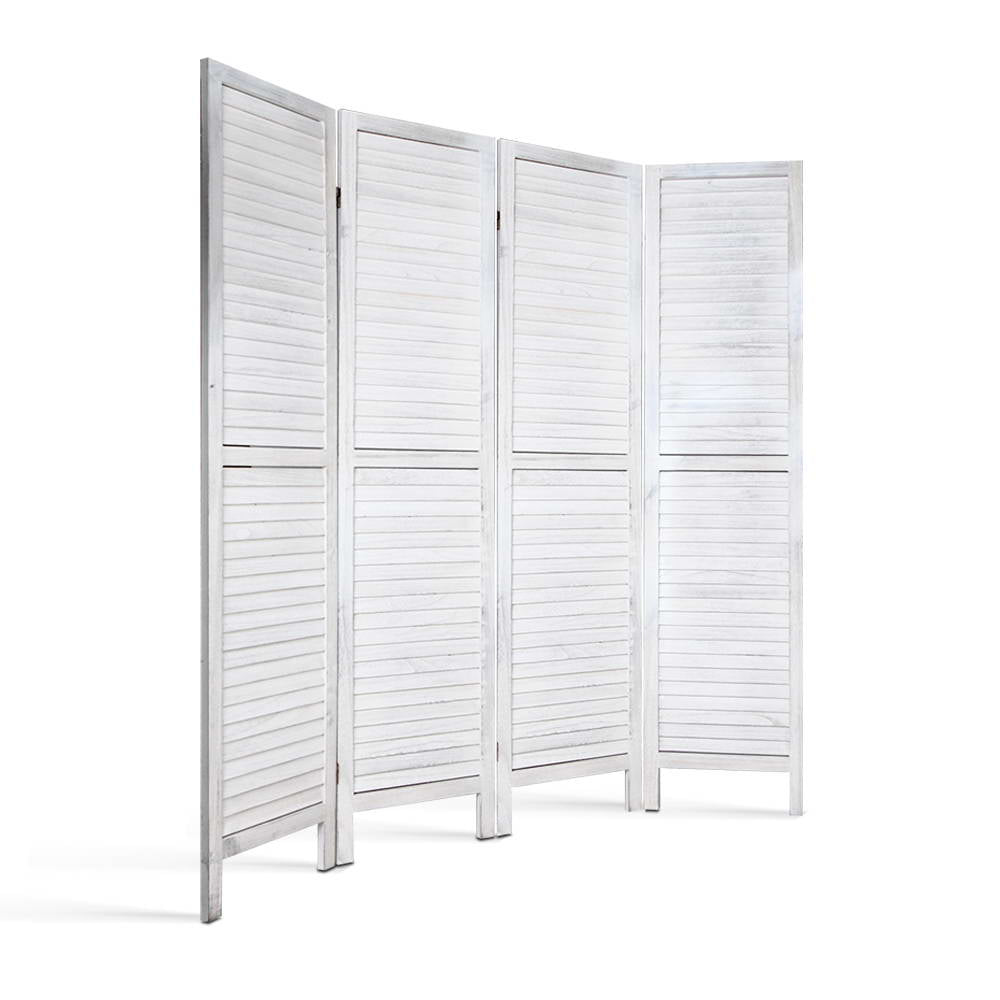 Artiss 4 Panel Room Divider Screen 163x170cm Louver White-3