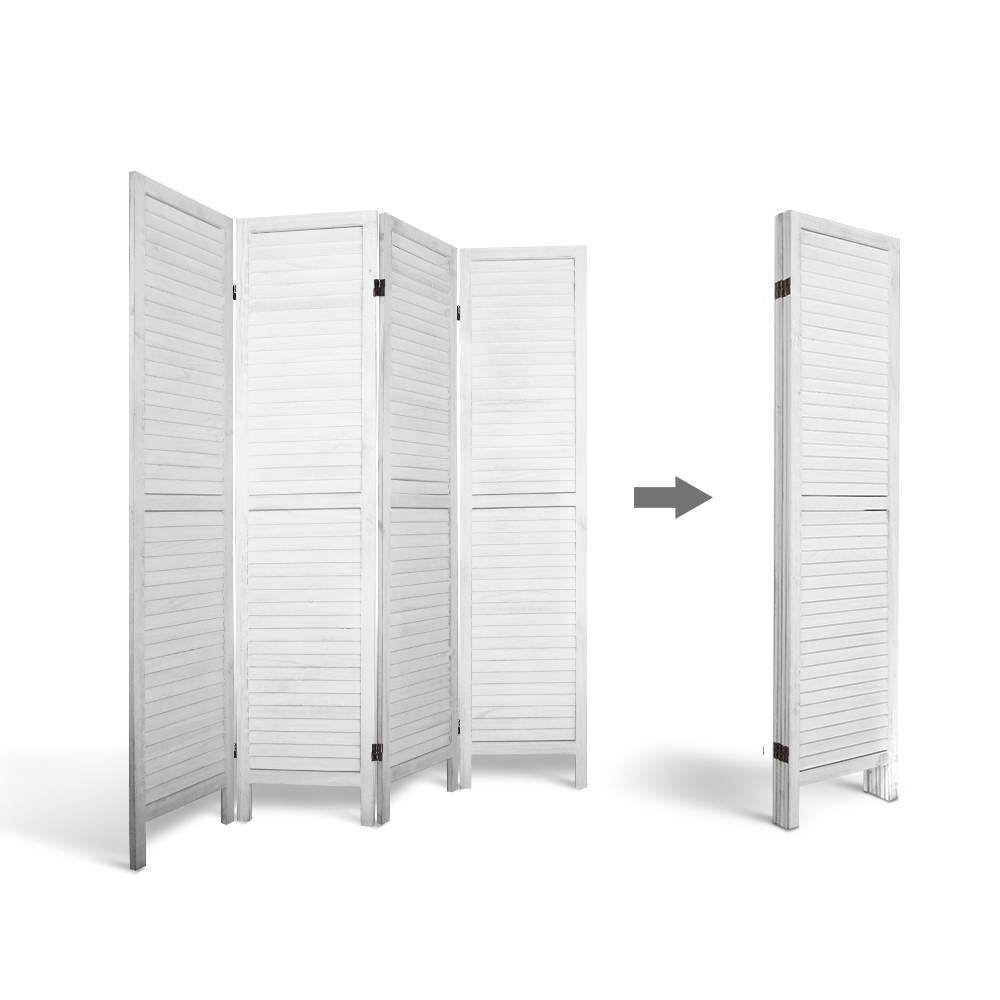 Artiss 4 Panel Room Divider Screen 163x170cm Louver White-4