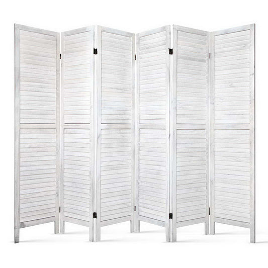 Artiss 6 Panel Room Divider Screen 245x170cm Louver White-0